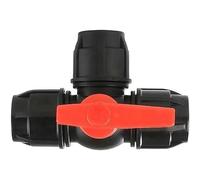 Three-Way Plastic Ball Valve, T-Type PE Water Pipe Compression Fitting Connect Valve, for Pipeline Wastewater Treatment Irrigation (Blue,50mm) (Black,40mm)