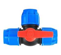 Three-Way Plastic Ball Valve, T-Type PE Water Pipe Compression Fitting Connect Valve, for Pipeline Wastewater Treatment Irrigation (Blue,50mm)