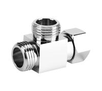 Three Way Shower Diverter, G1/2 3 Way Brass Chrome Diverter T Shape Adapter Valve Connector Water Move Switch for Shower Arm Mounted Home Water System