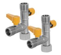 Three Way Shower Diverter Valve Adapter G1/2 2pcs Nickel Plated Brass | T Shaped Right Angle Layout, Dual Lever Shutoff Control, 360 Swivel Joint for Tight Bathroom Plumbing