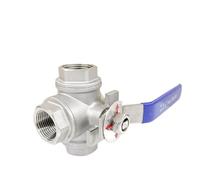 Three-Way Stainless Steel Ball Valve, Threaded T-Shaped Port L-Shaped, DN8 - DN50, Manual Flow Control for Pipelines(DN25,T-Type)