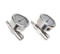Three Way Stainless Steel Quick Connect Fitting For M14 High Pressure Water Interface With 1/4 Inch Test Pressure Gauge (400 bar)