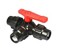 Three-Way T-Type Valve - Durable PE Pipe Connector with Fast Connection(Black,50mm)