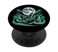 Three Weirdcore Crocodiles Moon Funny 3 Alligator Dead Moon PopSockets Adhesive PopGrip
