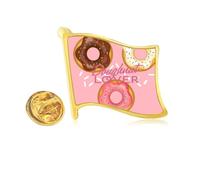 Three Western Dessert Food Golden Metal Flag Lapel Pin Badge