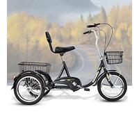 Three Wheel Bike 16 Inch Adult Tricycle Double Brakes Trike with Basket Three Wheeled Bicycles Cruise for Seniors Women Men Cycling Pedalling