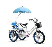 Three Wheel Bike 16in Children's Bicycle with Rear Bucket & Front Basket Kids 3-12 Years Old Pedal Bike Childrens Boys Girls Cruiser Bycicles 3 Wheel Bikes Trike Cycling Pedalling