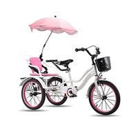 Three Wheel Bike 16in Children's Bicycle with Rear Bucket & Front Basket Kids 3-12 Years Old Pedal Bike Childrens Boys Girls Cruiser Bycicles 3 Wheel Bikes Trike Cycling Pedalling