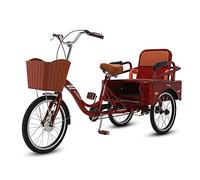 Three Wheel Bike 20" Adult Tricycle Cycling Pedal Leisure Dual Use Trike Bike Convenient Travel Traditional Design for Seniors Cycling Pedalling