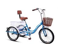 Three Wheel Bike 20 Inch Adult Tricycle with Large Capacity Basket Adult Trikes High Carbon Steel Frame Three-Wheeled Bicycles Cruise Trike Cycling Pedalling
