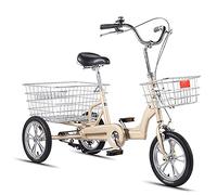 Three Wheel Bike Adult Tricycle 14In Three-Wheeled Bicycles Adjustable H&lebars Three Wheel Cruiser Bike High Carbon Steel Frame 3 Wheel Bikes for Seniors Women Men Cycling Pedalling
