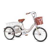 Three Wheel Bike Adult Tricycle 3 Wheel Bikes High Carbon Steel Frame Single Speed Bicycle 20inch Three Wheel Cruiser Bike for Seniors Women Men Cycling Pedalling