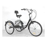 Three Wheel Bike Adult Tricycle 7 Speed Adult Trikes 24 Inch 3 Wheel Bikes Three-Wheeled Bicycles Cruise Trike with Shopping Basket for Seniors Women Men Cycling Pedalling