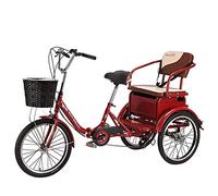 Three Wheel Bike Adult Tricycle Foldable 6 Speed 20 Inch Trike Bike Bicycle Red 3-Wheel Bicycle Adjustable Backrest Seat for Picnic Shopping Work Men Women Cycling Pedalling