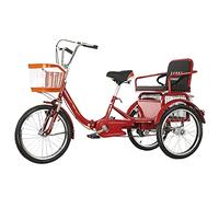 Three Wheel Bike Adult Tricycle Trike Bike Bicycle with Shopping Basket & Backrest Seat Foldable Tricycle for Picnic Shopping Work Men & Women Cycling Pedalling