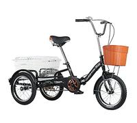 Three Wheel Bike Adult Tricycle with Shopping Basket Foldable Tricycle 16inch Trike Bike Bicycle for Shopping Picnic Outdoor Sports Men Women Cycling Pedalling