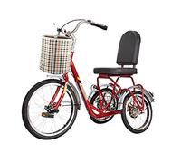 Three Wheel Bike Small Adult Tricycle with Seat Backrest Single Speed Bicycle Traditional Design for Seniors Outdoor Exercise Bike Cycling Pedalling