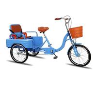 Three-Wheeled Bicycle 20-inch Adult Tricycle with Front Suspension Cargo Passenger Dual Brakes Multicolor(Blue)
