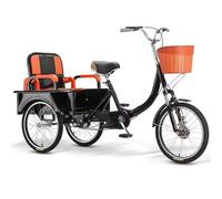Three-Wheeled Bicycle Adult Tricycle 20-Inch Multicolor Foldable Cover Seat Front Suspension Dual Chain Drive(Black)