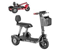 Three-Wheeled Electric Mobility Scooters, Adult Mobility Scooters, Three-Wheeled Travel Mobility Scooters, with Seat and Basket, for Adults, Elderly, and Disabled People Black,15A