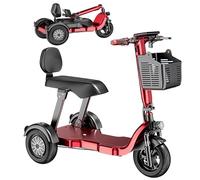 Three-Wheeled Electric Mobility Scooters, Adult Mobility Scooters, Three-Wheeled Travel Mobility Scooters, with Seat and Basket, for Adults, Elderly, and Disabled People Red,20A
