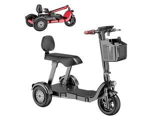 Three-Wheeled Electric Mobility Scooters, Adult Mobility Scooters, Three-Wheeled Travel Mobility Scooters, with Seat and Basket, for Adults, Elderly, and Disabled People Black,15A