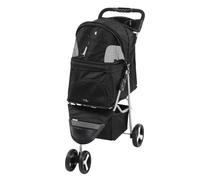 Three Wheeled pet cart, Suitable for Small and Medium-Sized Dogs and Cats, Dog and cat cage Jogging cart, Travel Folding Small Dog cart, with Cup Holder and Detachable Lining, Black