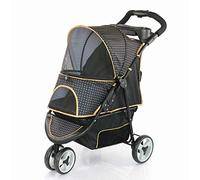 Three-Wheeled Pet Stroller Portable Folding Outdoor Travel Pet Stroller for Cat, Dog and More Carrier Strolling Cart with Cup Holder and Storage Basket (Black)