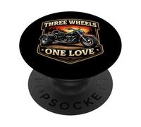 Three Wheels One Love Trike Motorbike Lover Triker Biker Sun PopSockets Adhesive PopGrip