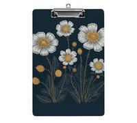 Three White Flowers Clipboard, A4 Acrylic Clipboard with Hanging Hole, Ultra-Light Clip Board - Holds 100 Sheets, Shatterproof Document Holder for Office, 12.5" X 8.5"