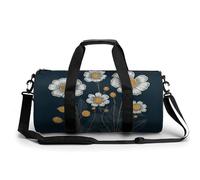 Three White Flowers Gym Bag for Men Women, Sturdy Oxford Cloth Travel Bags with Removable Shoulder Strap, Waterproof Duffel Bag for Fitness, Travel, Yoga