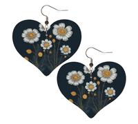 Three White Flowers Leather Earrings for Women Heart Earring Lightweight Dangle Drop Earring Set Jewelry Gift, One Size, No Gemstone