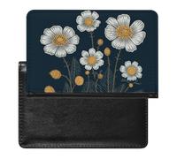 Three White Flowers Passport Holder with 3 Card Slots, Portable PU Leather Travel Wallet, Slim Protective Cover for Passport, ID, Credit Cards