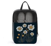 Three White Flowers Shoe Bag Waterproof & Breathable Shoe Pouch for Travel, Portable Carry Case for Sports Sneakers, Gym, Vacation
