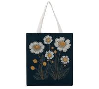 Three White Flowers Tote Bag, Aesthetic Canvas Tote Bag Reusable Grocery Shopping Bag for Women Men