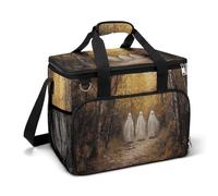 Three White Ghosts Walking Autumn Forest Camping Cooler Bag Insulated Beach Coolers Portable Leak Proof Bags with Shoulder Strap
