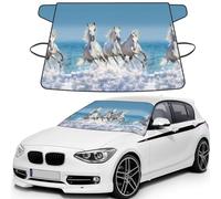 Three White Horses, Car Windshield Cover, Protective Windscreen Cover - Snow Ice Sun UV Dust Water Resistant - Fit for Most Cars