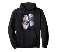 Three White Rabbit Easter Egg Moon Space Funny Pullover Hoodie