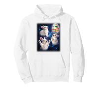Three White Rabbit Easter Egg Moon Space Funny Pullover Hoodie