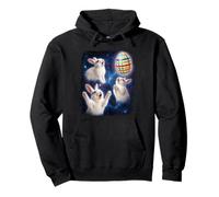 Three White Rabbit Easter Egg Moon Space Funny Pullover Hoodie