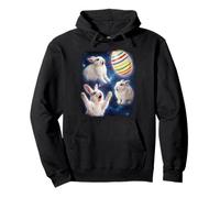 Three White Rabbit Easter Egg Moon Space Funny Pullover Hoodie