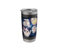 Three White Rabbit Easter Egg Moon Space Funny Stainless Steel Insulated Tumbler