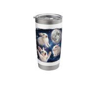 Three White Rabbit Easter Egg Moon Space Funny Stainless Steel Insulated Tumbler