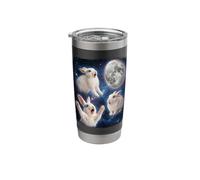 Three White Rabbit Easter Egg Moon Space Funny Stainless Steel Insulated Tumbler
