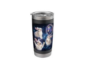 Three White Rabbit Easter Egg Moon Space Funny Stainless Steel Insulated Tumbler