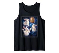Three White Rabbit Easter Egg Moon Space Funny Tank Top