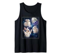 Three White Rabbit Easter Egg Moon Space Funny Tank Top