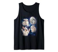 Three White Rabbit Easter Egg Moon Space Funny Tank Top