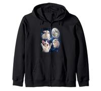 Three White Rabbit Easter Egg Moon Space Funny Zip Hoodie