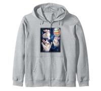 Three White Rabbit Easter Egg Moon Space Funny Zip Hoodie